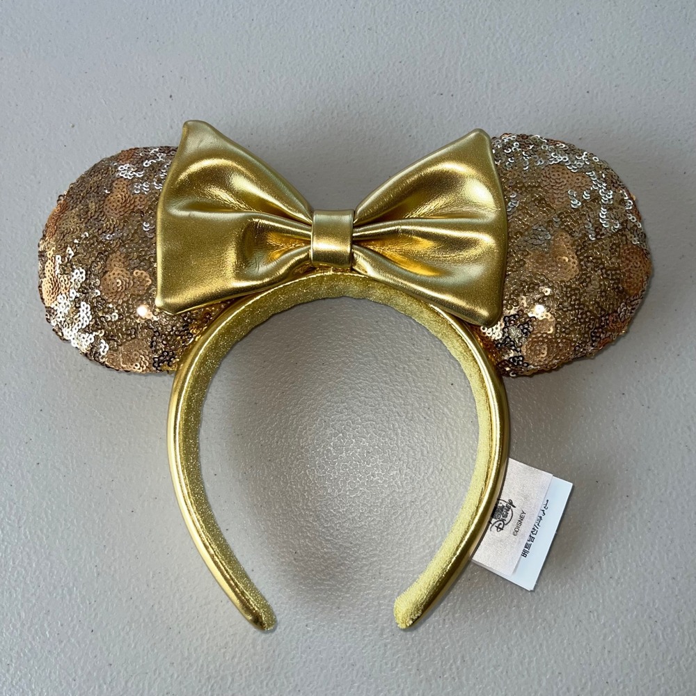 Disney Parks Gold Hidden Mickey Pattern Sequin Ears Headband